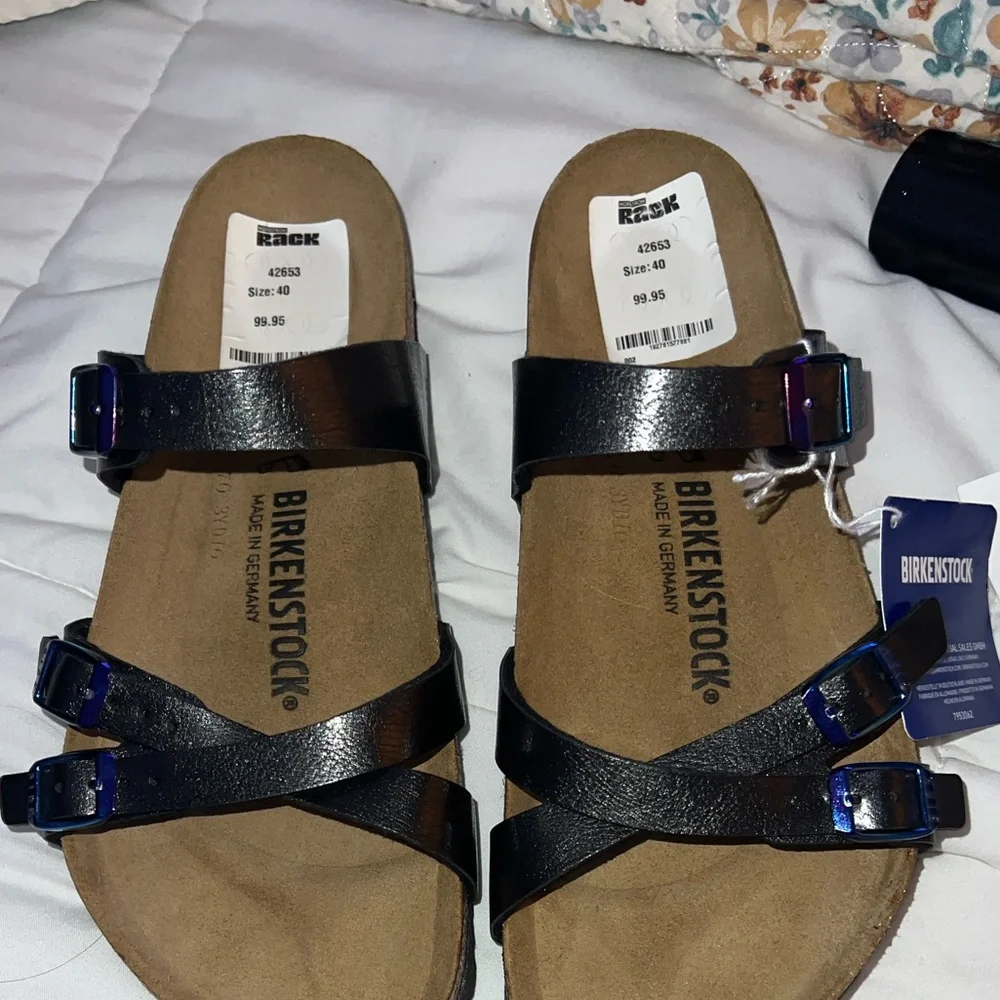 Birkenstock black Sandals with iridescent Buckles - Picture 1 of 4